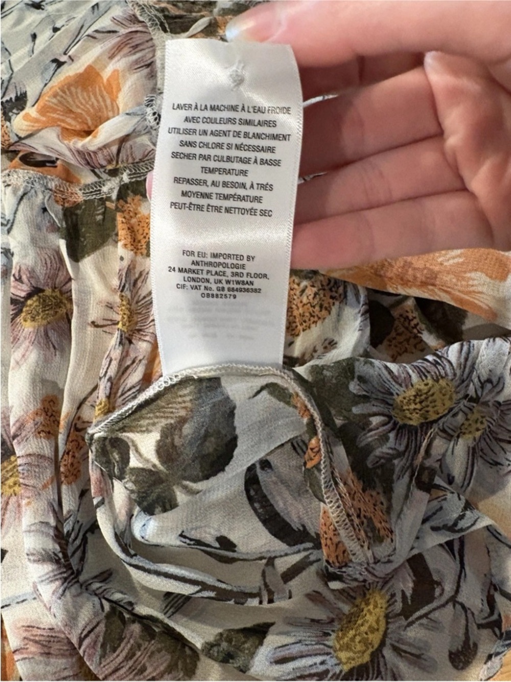 Meadow Rue Anthropologie Espalier Embroidered Tunic Chiffon Dress Floral Midi S - Picture 11 of 12
